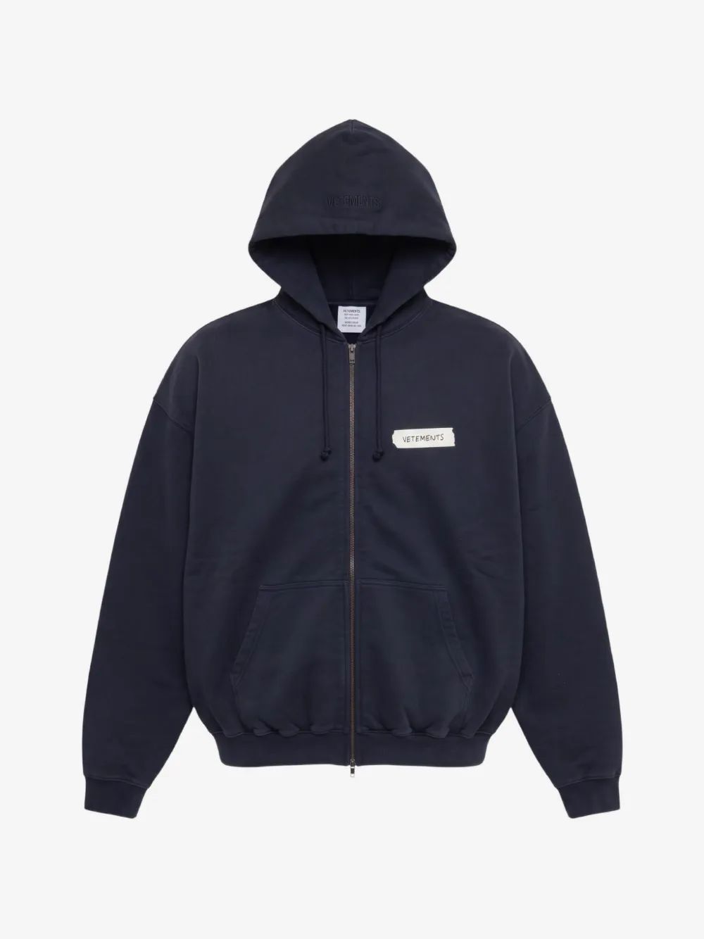 VETEMENTS 로고 패치 집업 후드