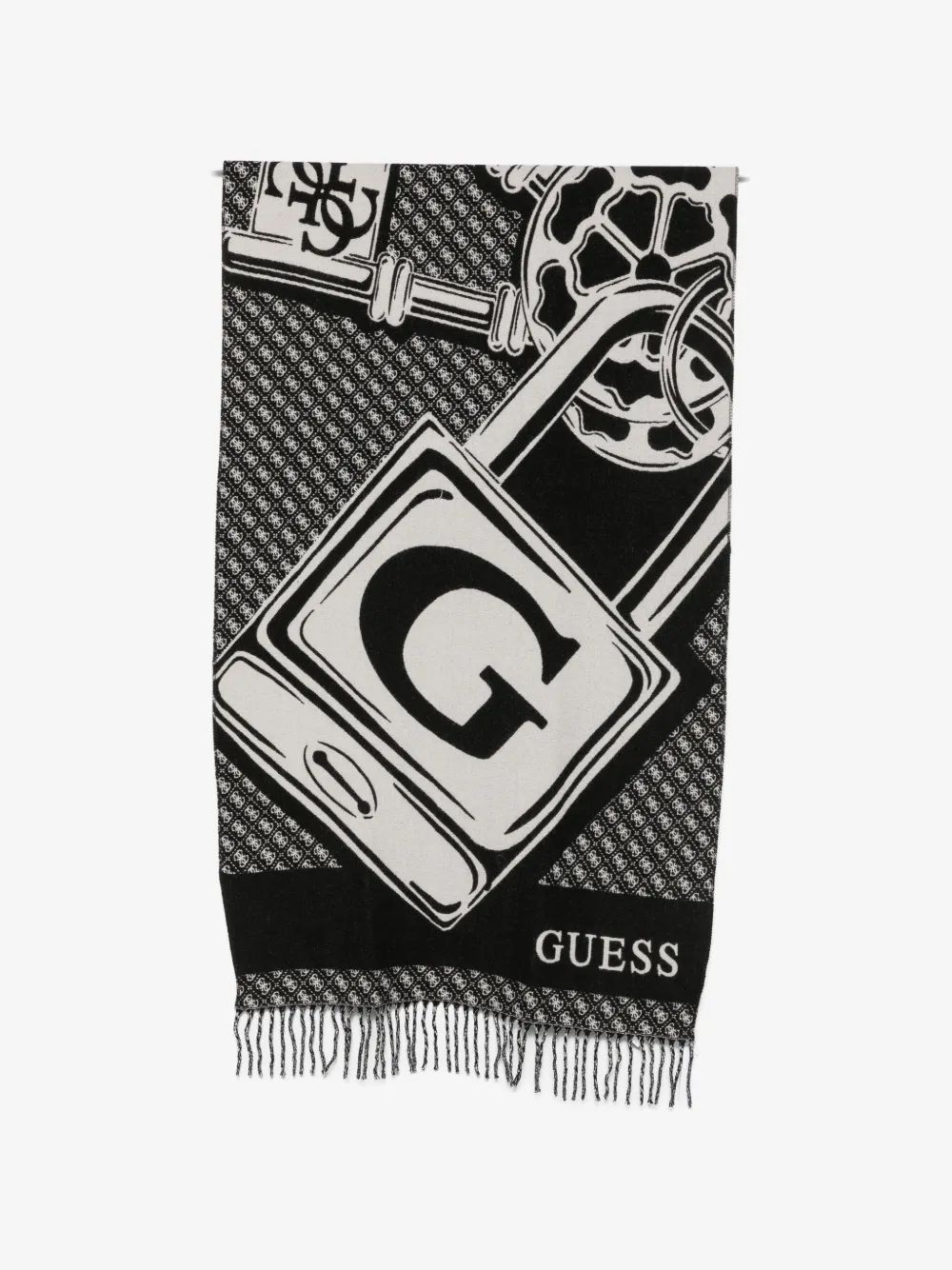 Guess USA 로고 프린트 프린지 스카프