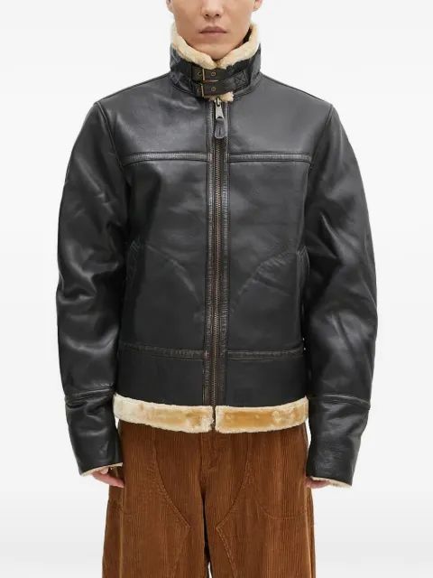 Alpha Industries 퍼프 카라 가죽 자켓