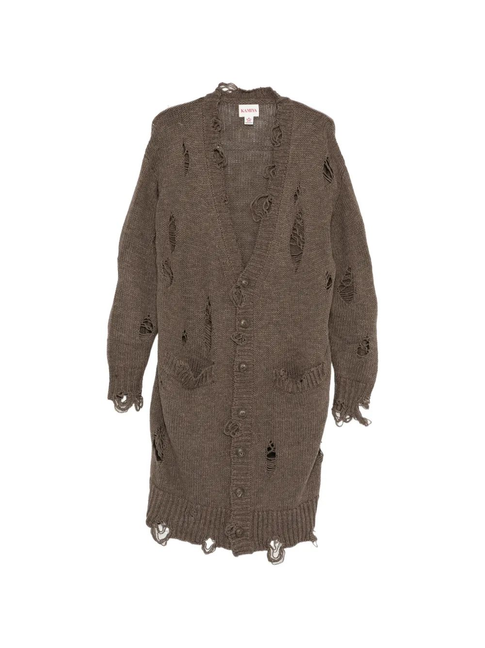 KAMIYA 디스트레스 니트 가디건
