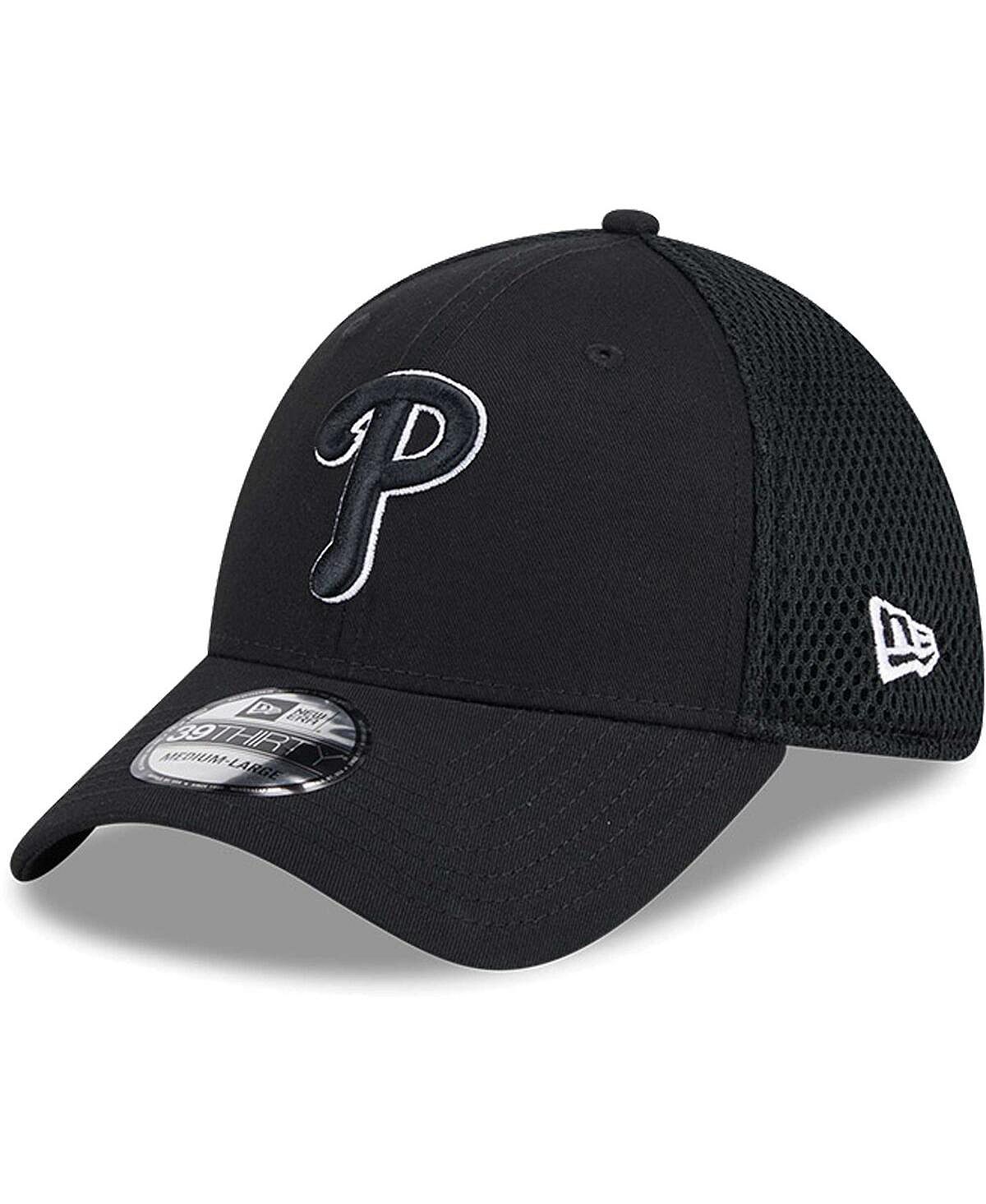NEW ERA  남성 필라델피아 필리스 에버그린 블랙 화이트 네오 39Thirty 플렉스 모자