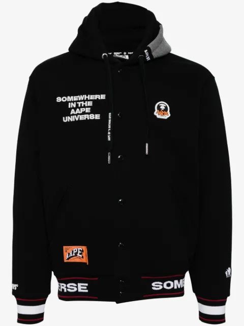 AAPE by A Bathing Ape 문페이스 로고 후드 바시티 재킷