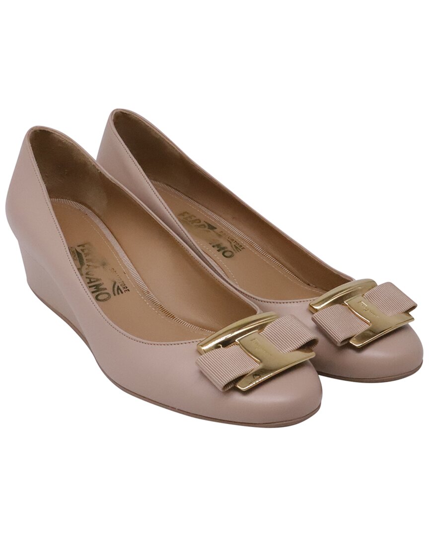 SALVATORE FERRAGAMO 여성 가죽 웨지 펌프스