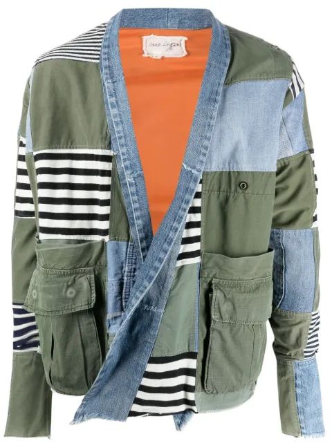GREG LAUREN 오픈 프론트 패치워크 자켓