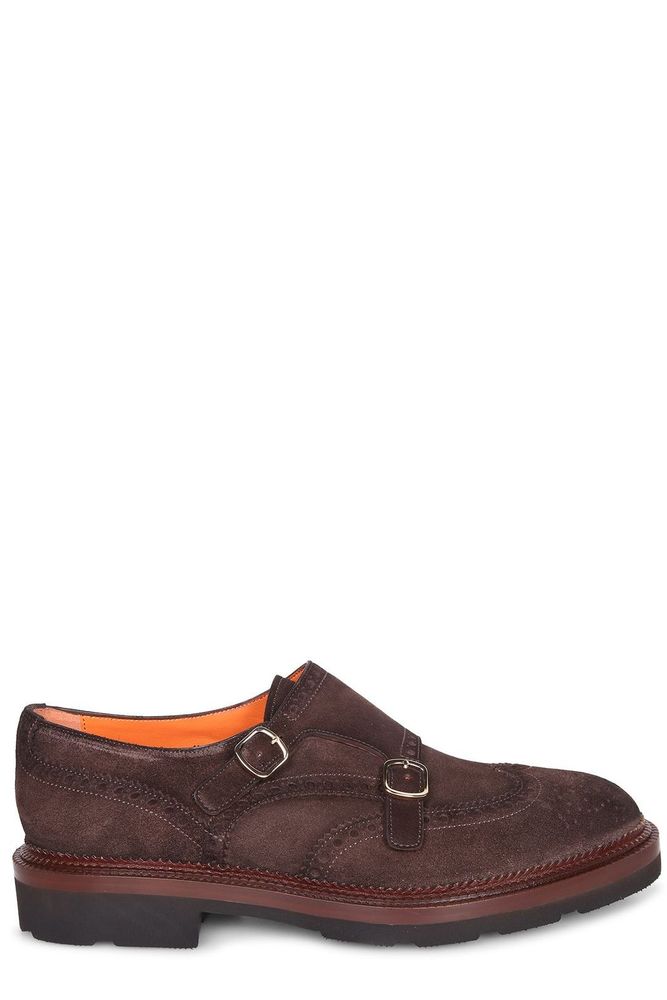 SANTONI 더블 버클 브로그 몽크 슈즈