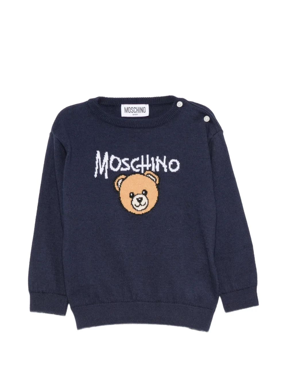Moschino Kids 테디베어 인타르시아 니트 스웨터