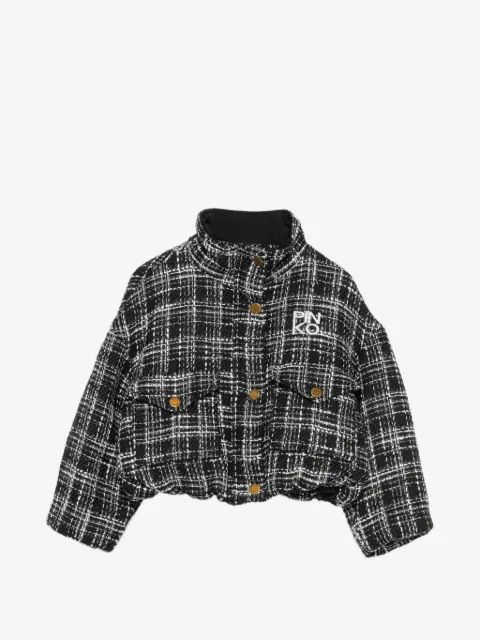 Pinko Kids 트위드 체크 로고 자켓