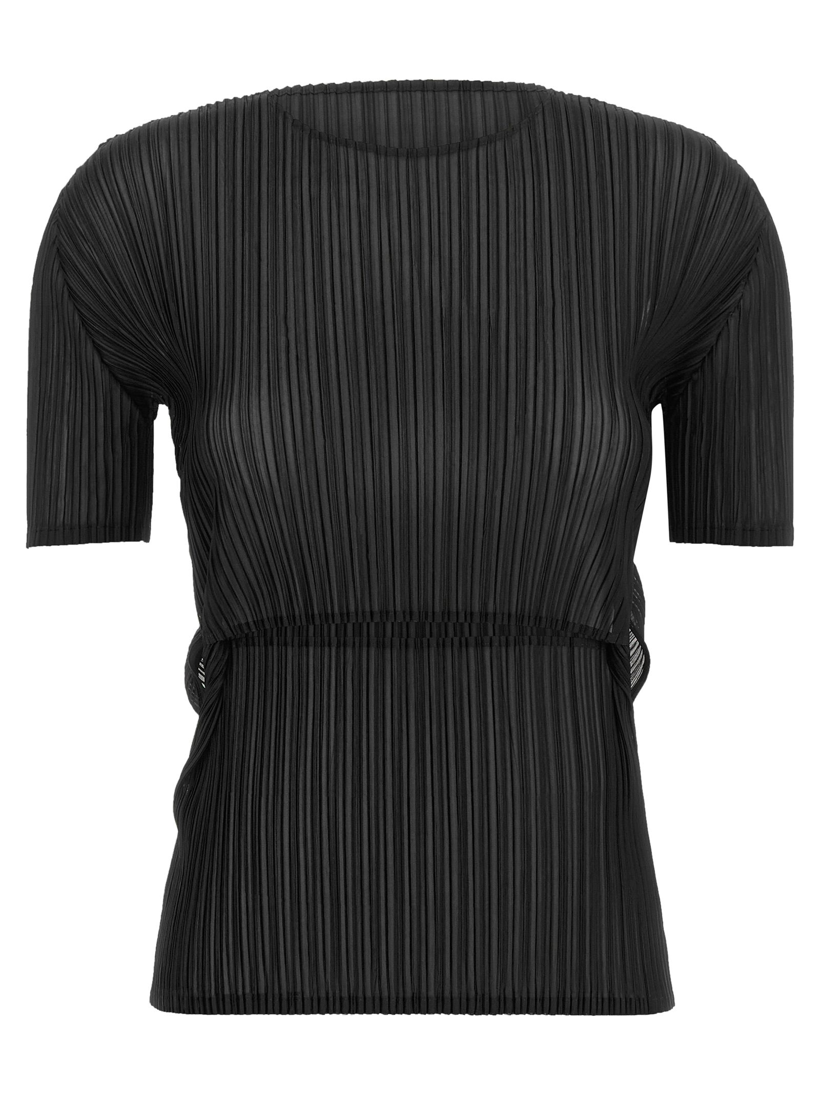 ISSEY MIYAKE 시어 슬릿 플리츠 블라우스