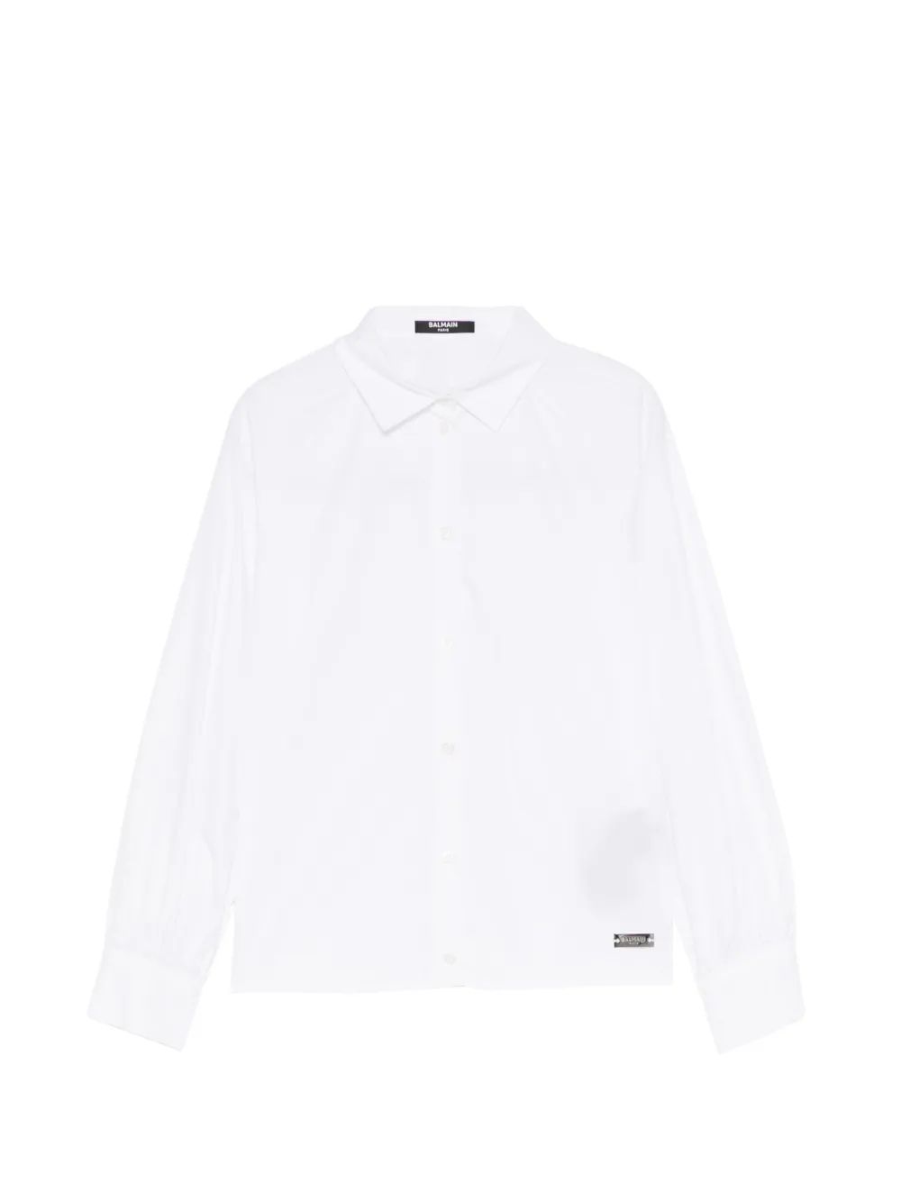Balmain Kids 로고 플라크 셔츠