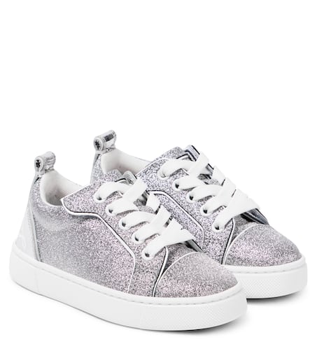 Christian Louboutin Kids 글리터 레더 스니커즈