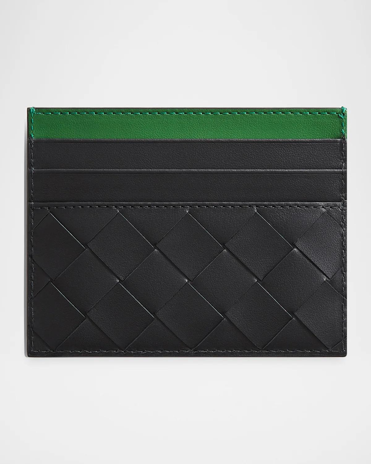 BOTTEGA VENETA 남성 컬러블록 가죽 카드 홀더