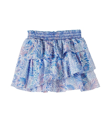 Poupette St Barth Kids 릴라스 플로랄 러플 코튼 블렌드 스커트