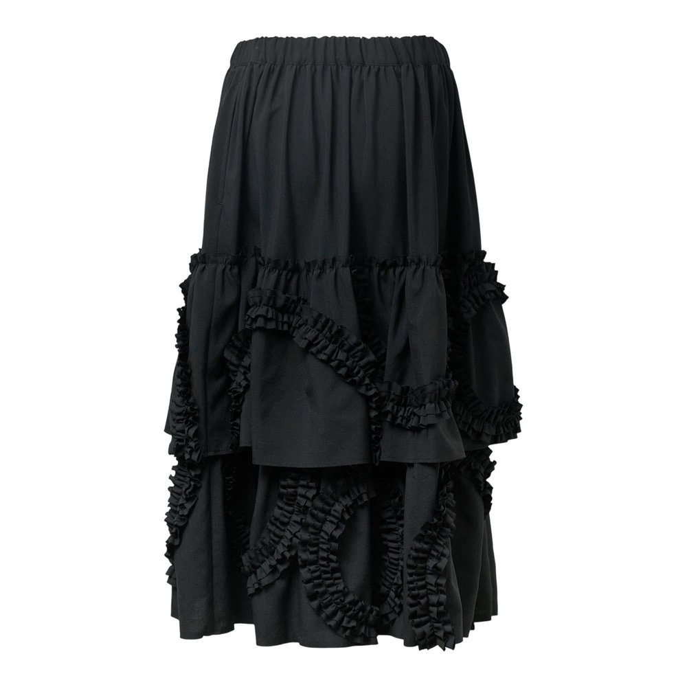 COMME DES GARCONS 검정 꼼데가르송 엘라스틱 허리밴드 러플 스커트