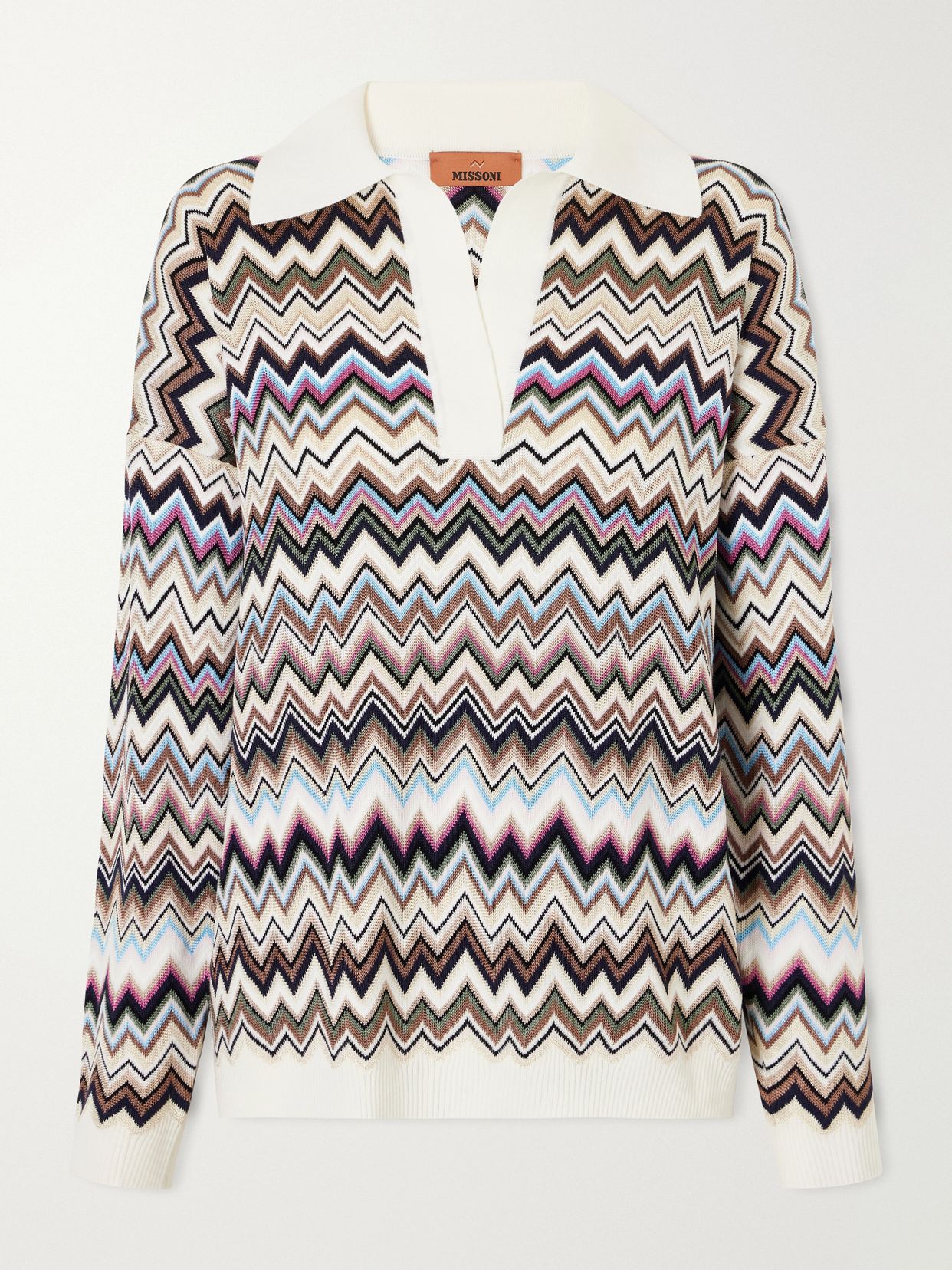 MISSONI 스트라이프 니트 폴로 스웨터