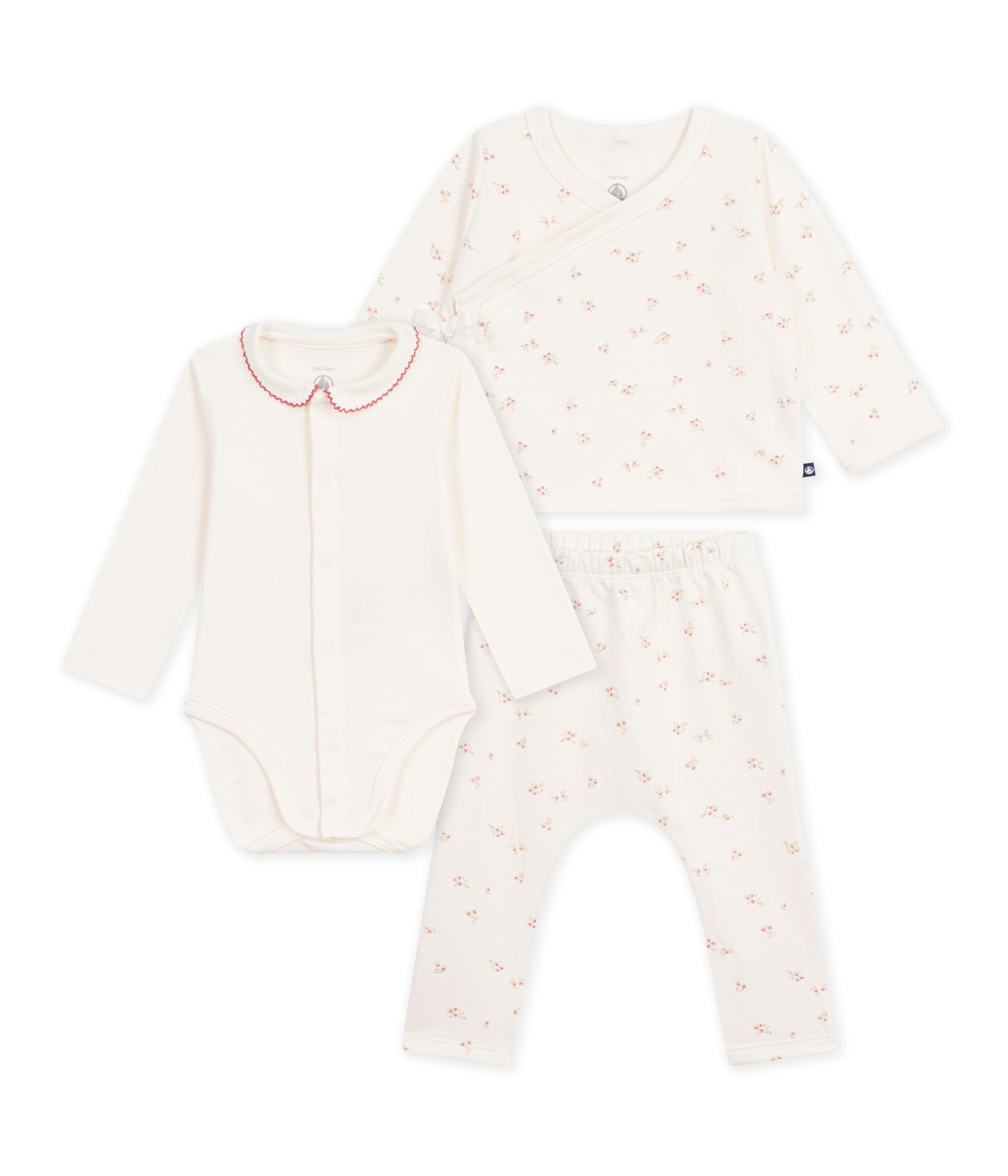 PETIT BATEAU KIDS 2피스 베이비 세트 밀크 멀티컬러