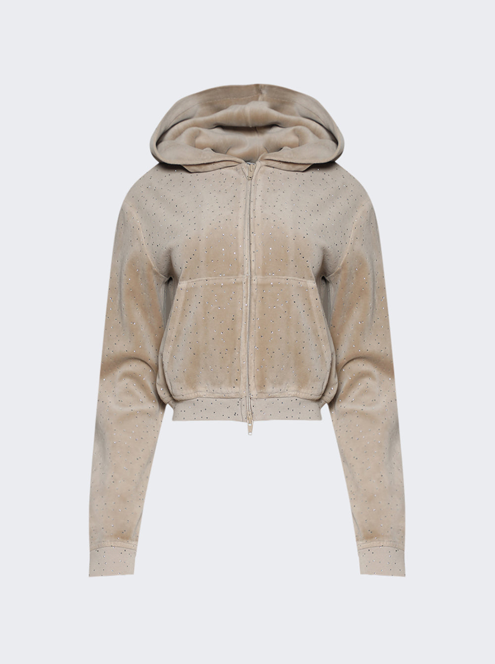 ALEXANDER WANG 슈렁큰 후디 크리스탈 핫픽스 벨루어 따뜻한 타우프
