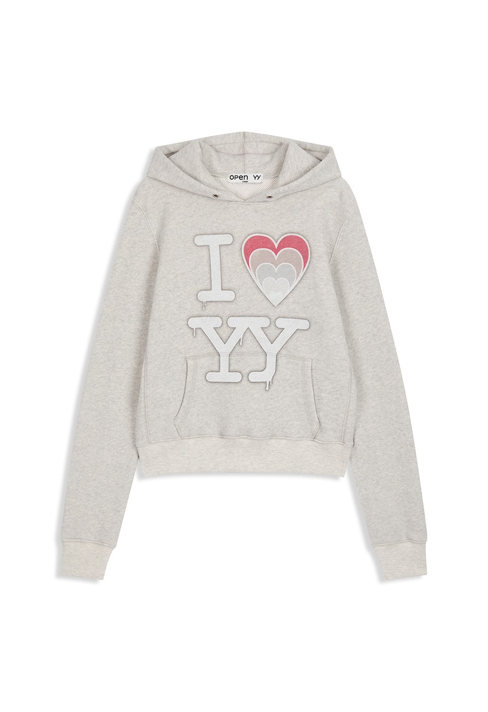 OPEN YY I LOVE YY 슬림 핏 후드탑