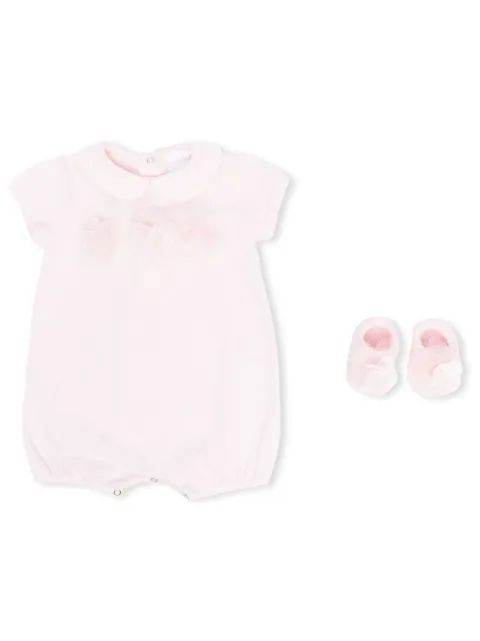 La Perla Kids 플로랄 아플리케 베이비그로우 세트