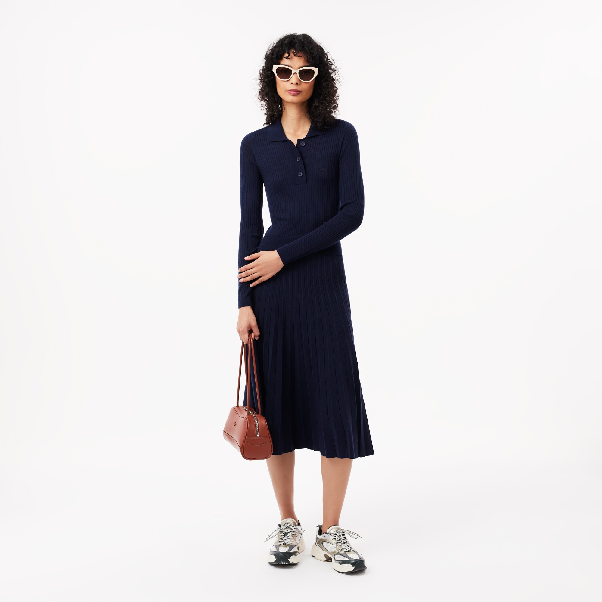 여성 긴팔 리브드 울 드레스 EF261251 166 | Lacoste | 페칭 FETCHING