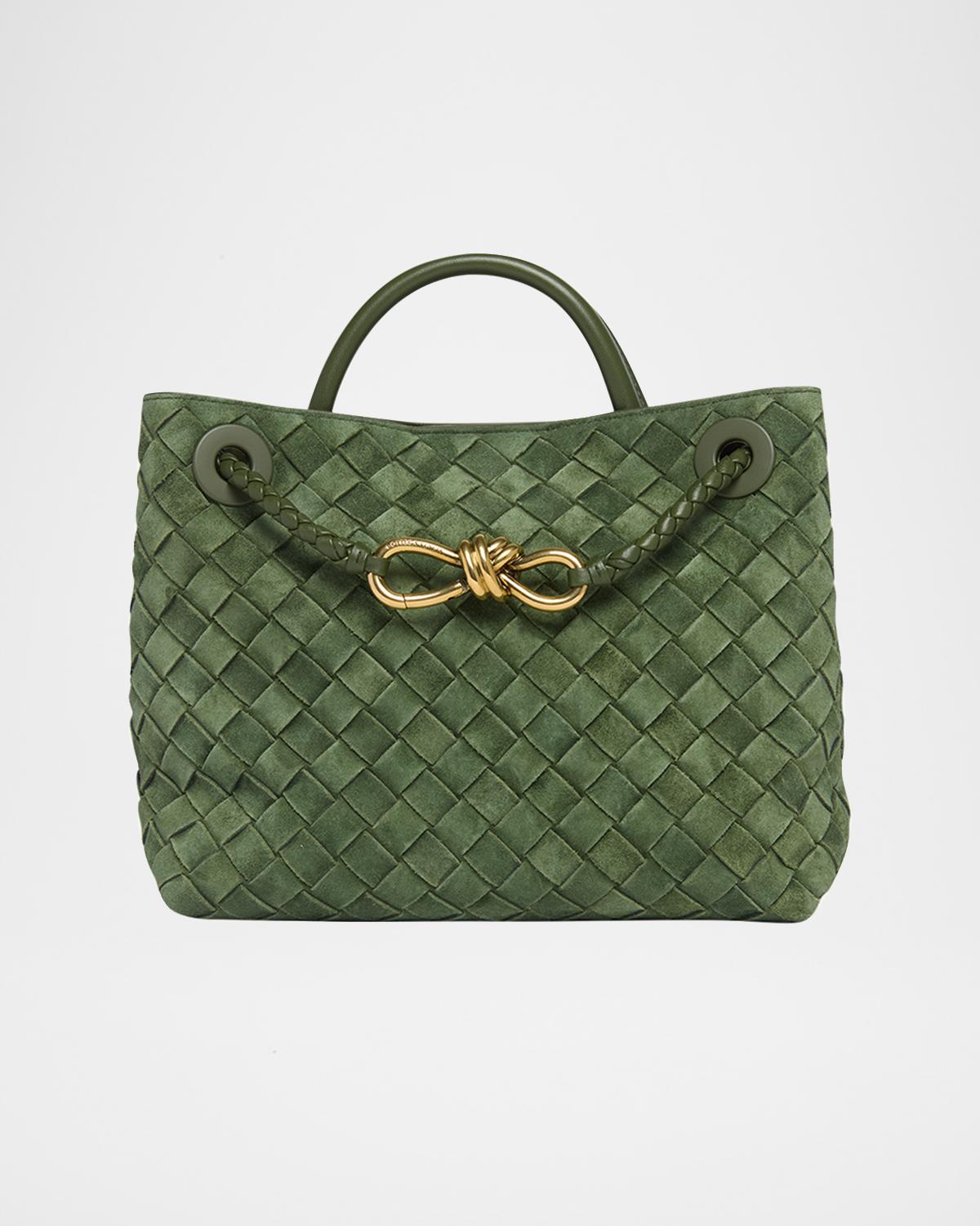 BOTTEGA VENETA 안디아모 스웨이드 탑 핸들 백