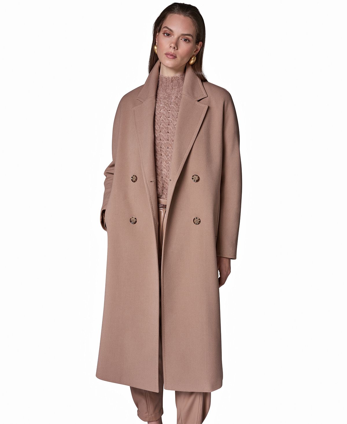 Donna Karan/ DK  여성 더블 브레스트 라이닝 레인코트