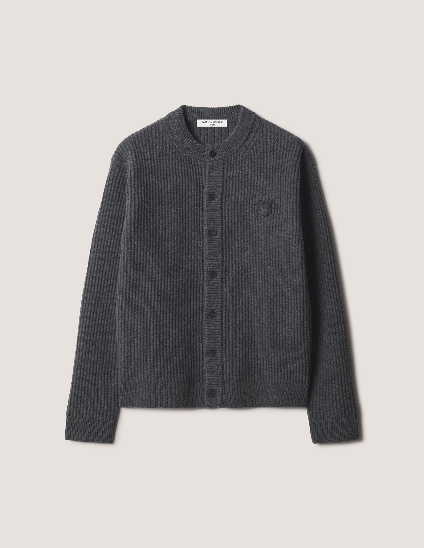 MAISON KITSUNÉ 폭스 헤드 리브드 레귤러 가디건