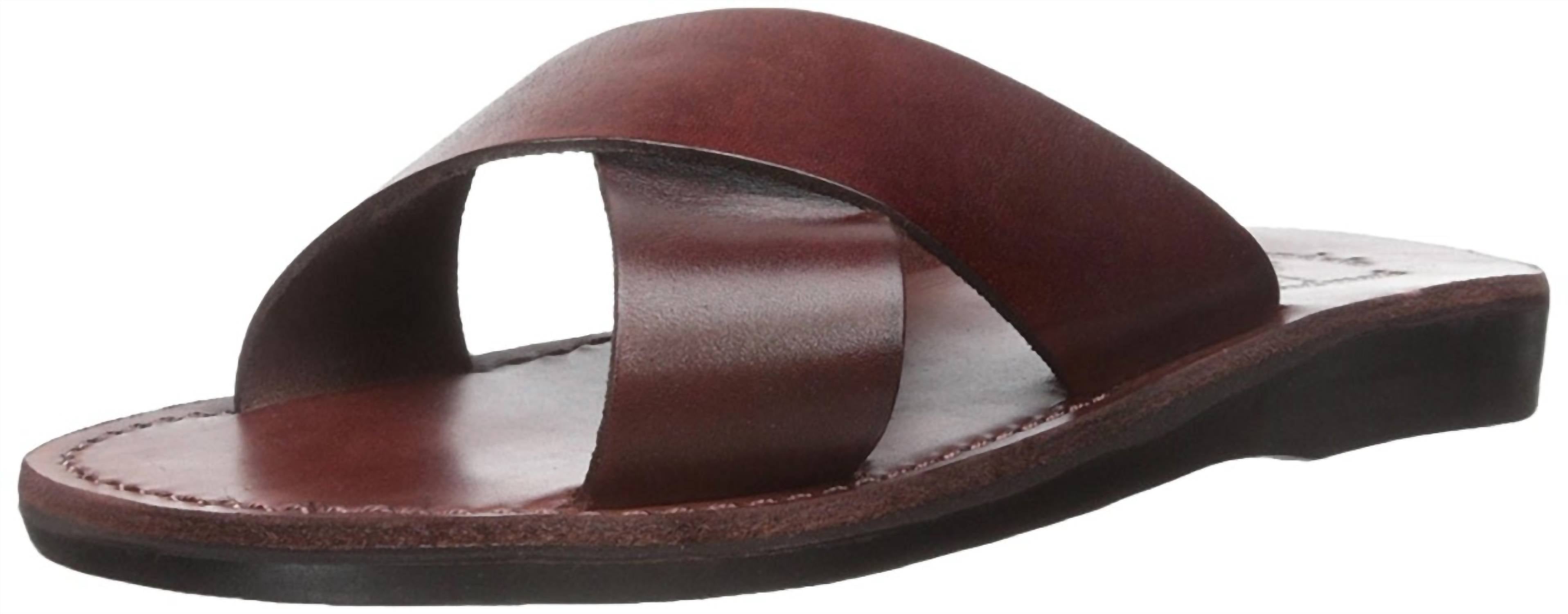 JERUSALEM SANDALS 엘란 슬라이드 샌들 브라운