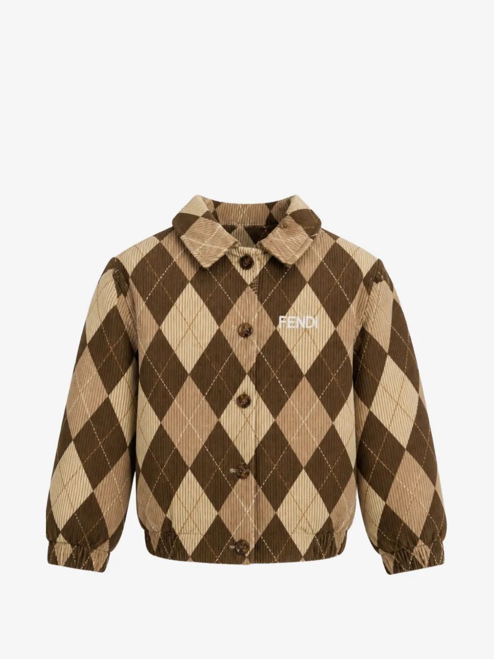 Fendi Kids 아가일 코듀로이 자켓