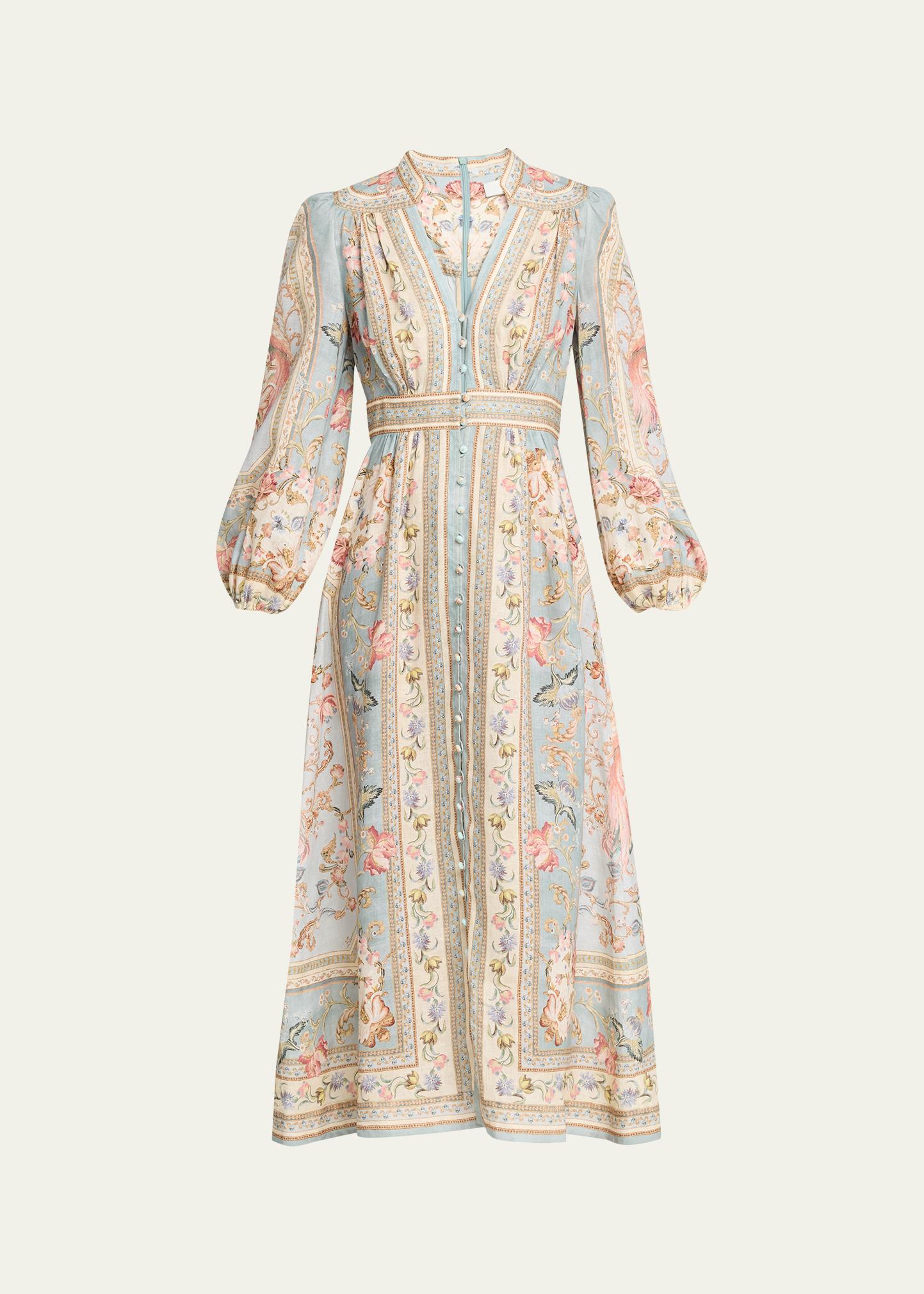 ZIMMERMANN 로즈라이트 플런지 미디 드레스