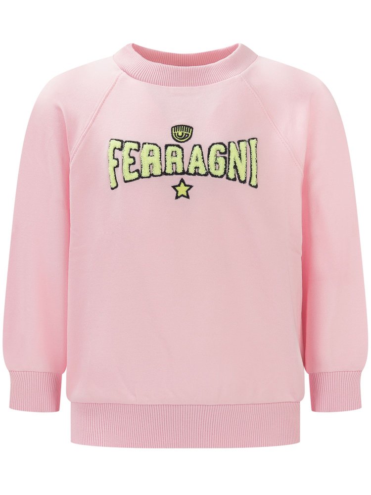 Chiara Ferragni Kids 로고 자수 스웨트셔츠