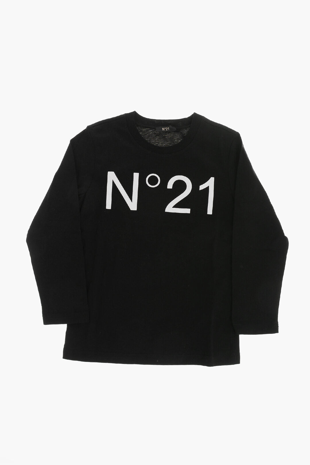 N.21 Kids 면 크루넥 티셔츠 모노그램