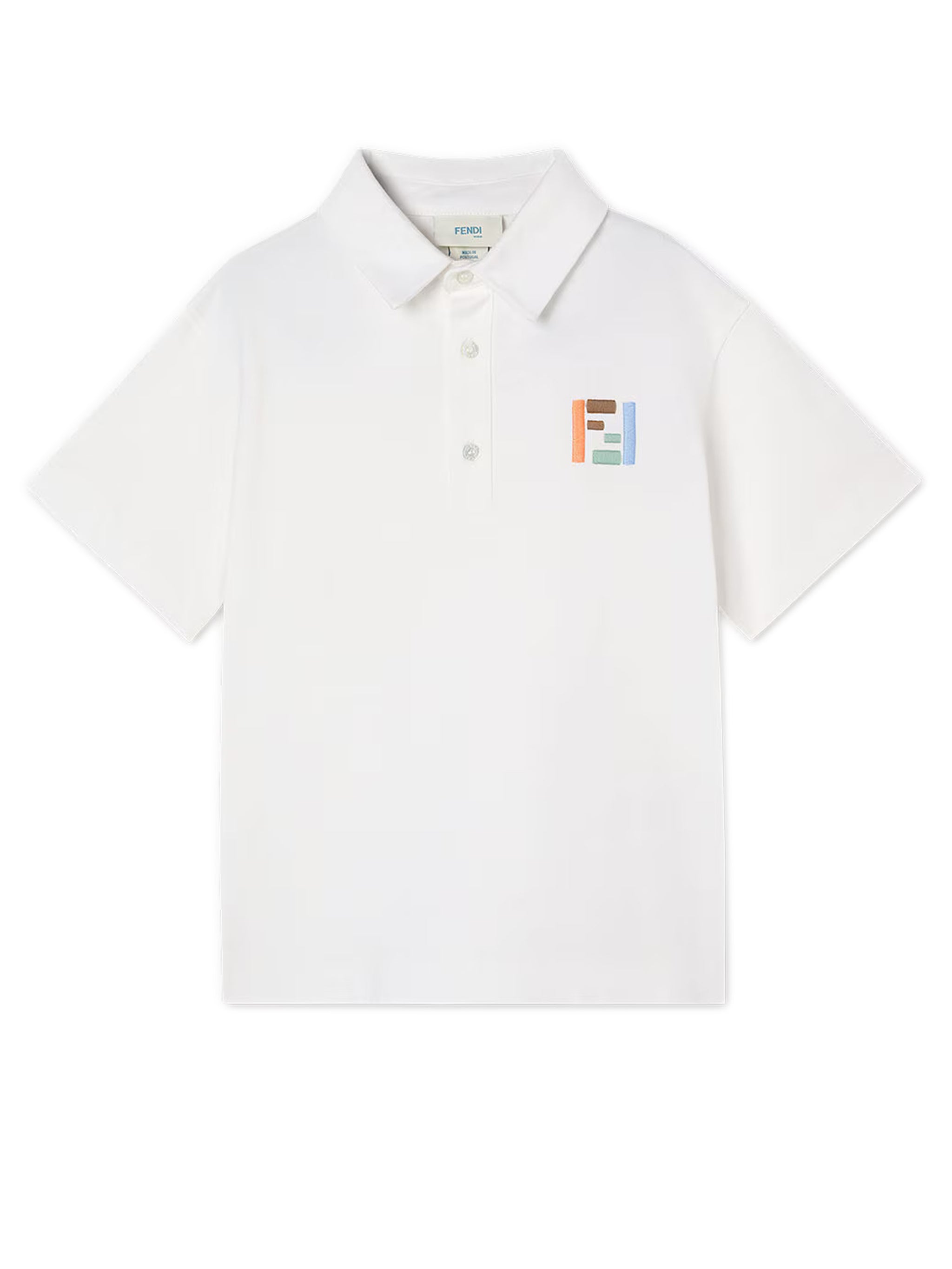 Fendi Kids 멀티컬러 자수 저지 폴로 셔츠