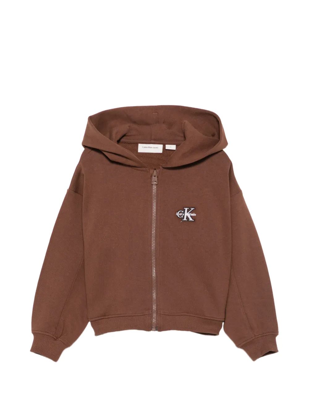 Calvin Klein Kids 로고 자수 집업 후드