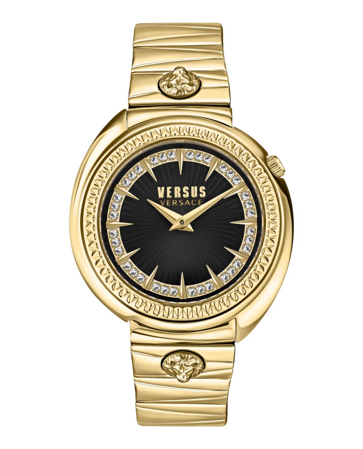 VERSACE 여성 토르토나 크리스탈 팔찌 시계 골드
