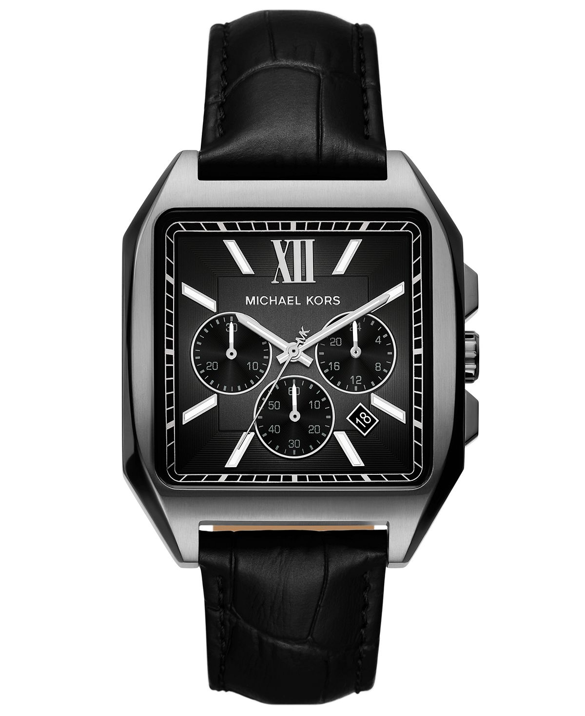 Michael Kors 마이클 남성 쿼츠 헤이즈 스포츠 크로노그래프 블랙 가죽 시계 40mm