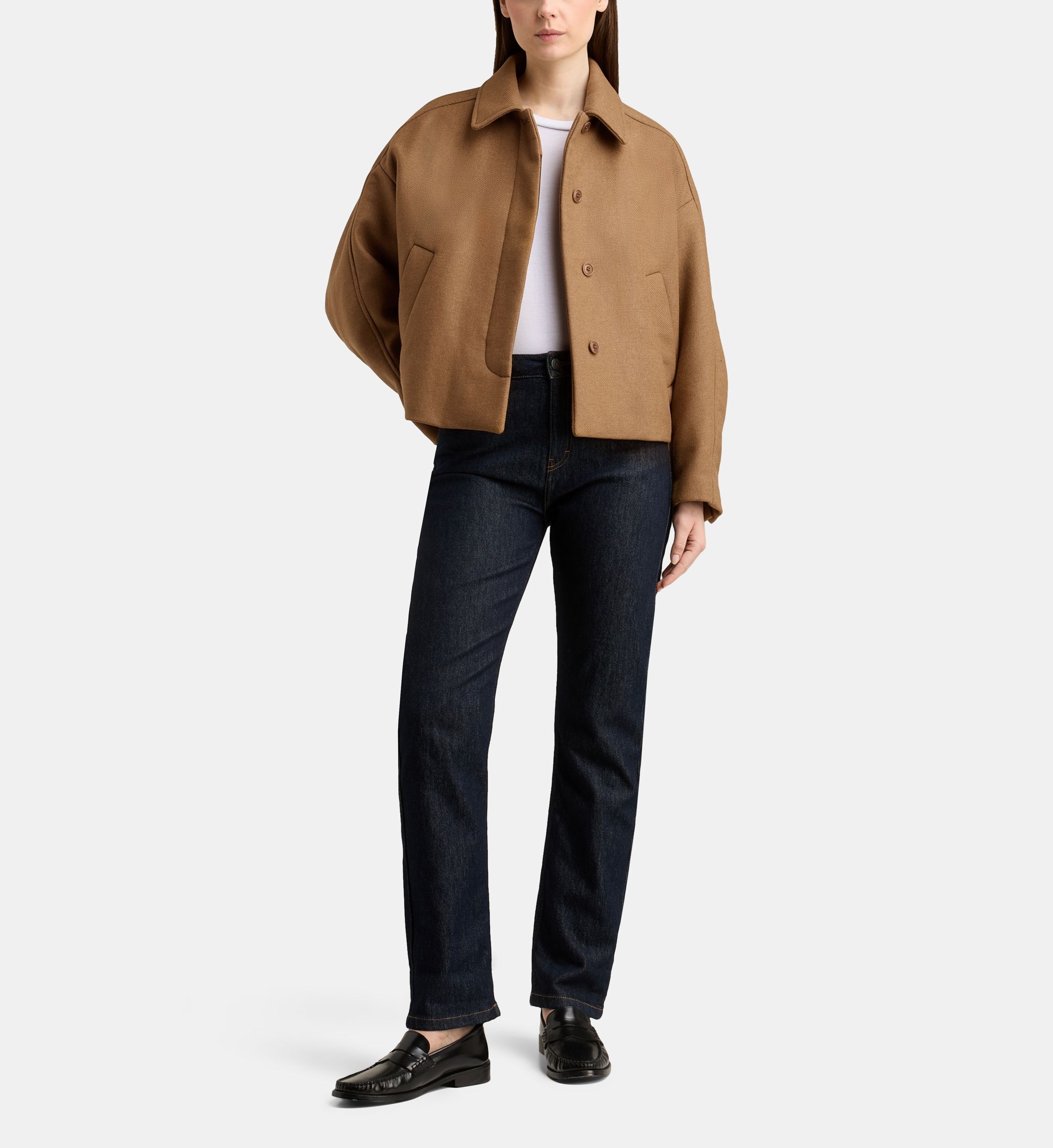 A.P.C. 베카 앰플 짧은 울 혼합 재킷