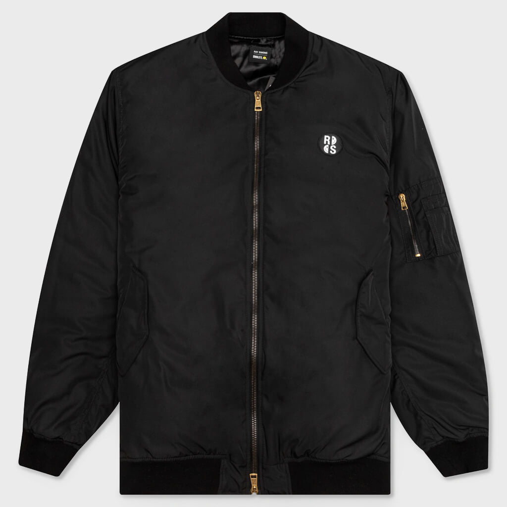RAF SIMONS 스마일리 프린트 배지 봄버 자켓