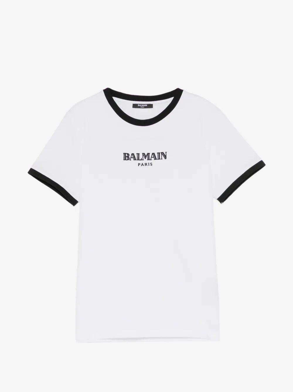 Balmain Kids 로고 자수 링거 티셔츠