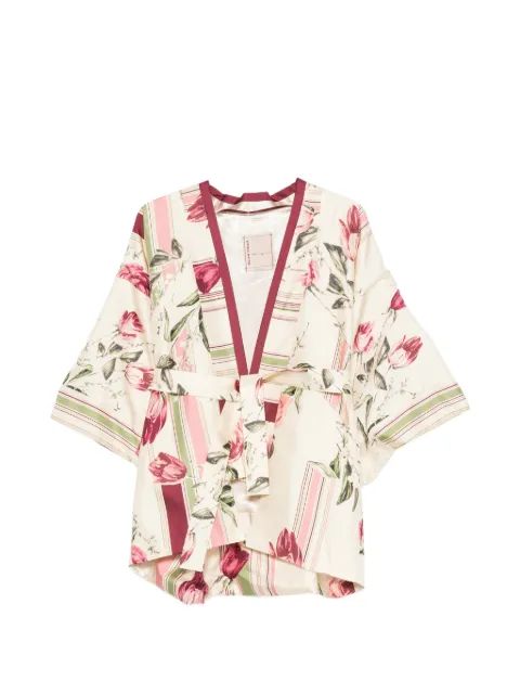 ANTONIO MARRAS 플로럴 프린트 벨트 자켓