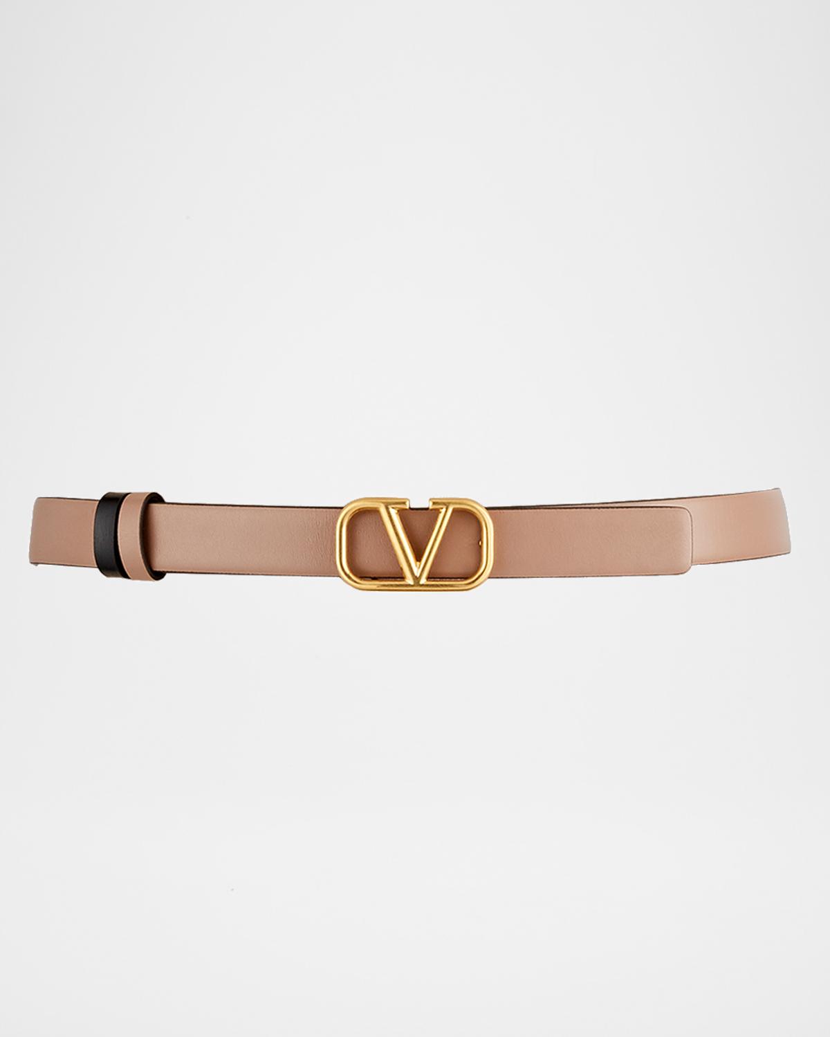 VALENTINO GARAVANI V로고 가죽 벨트 20mm
