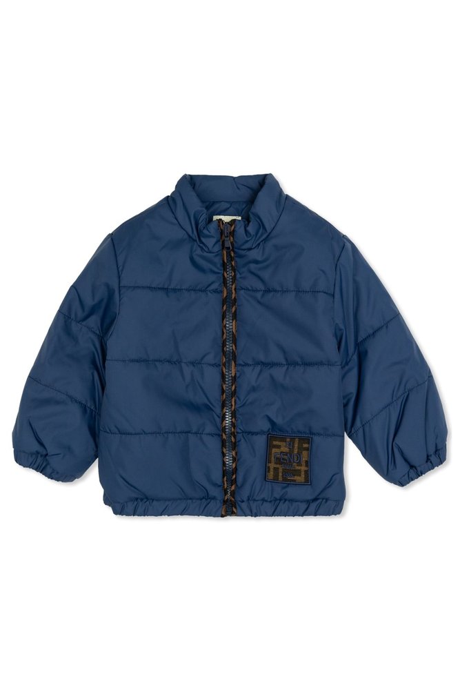 Fendi Kids 로고 패치 지퍼 패딩 자켓