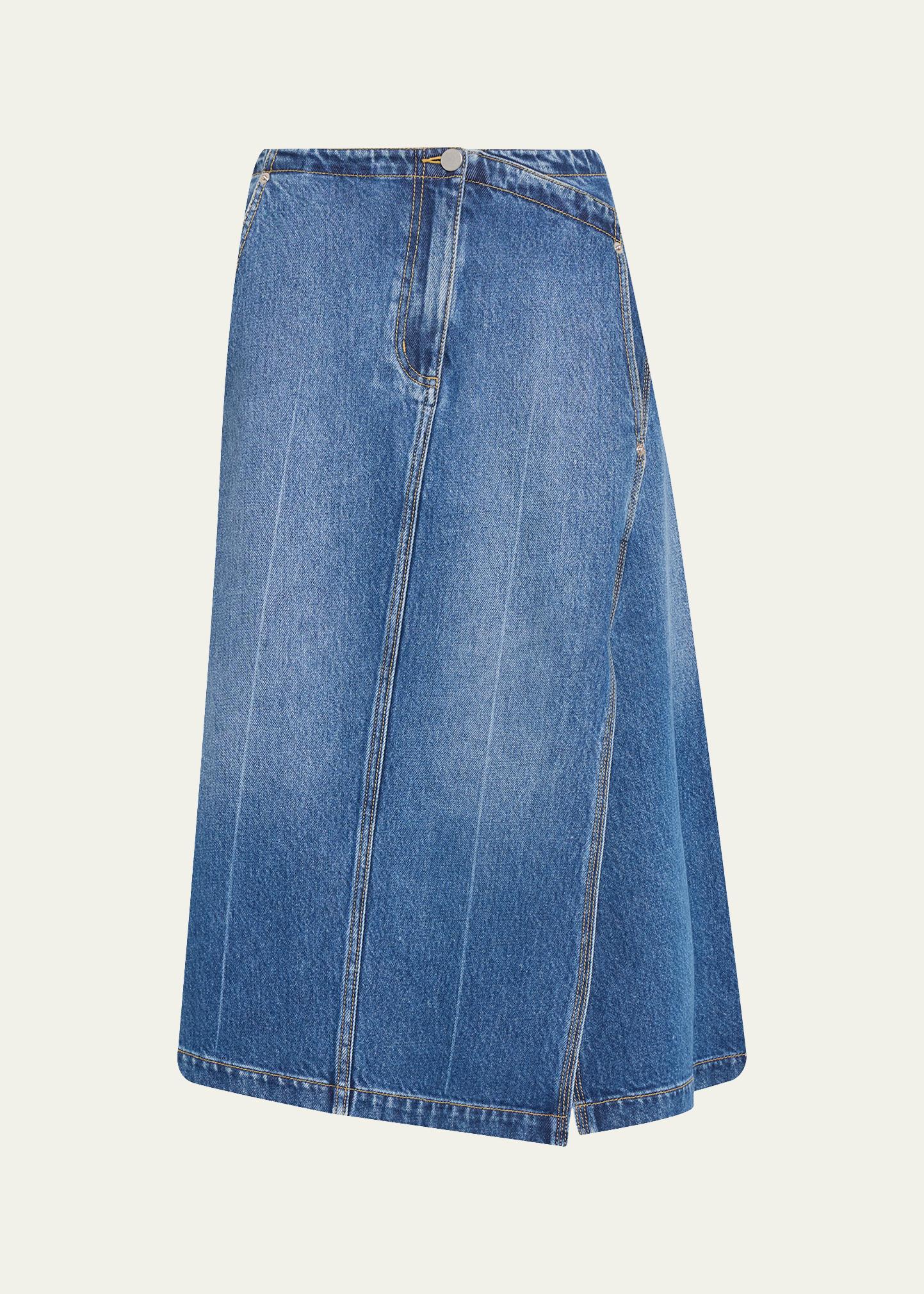 3.1 PHILLIP LIM 비대칭 데님 미디 스커트