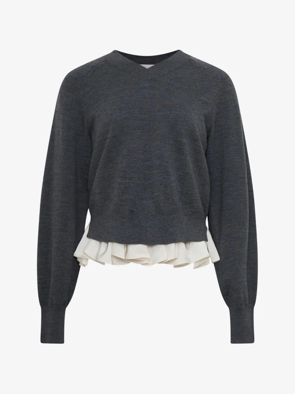 3.1 PHILLIP LIM 러플 트림 브이넥 스웨터