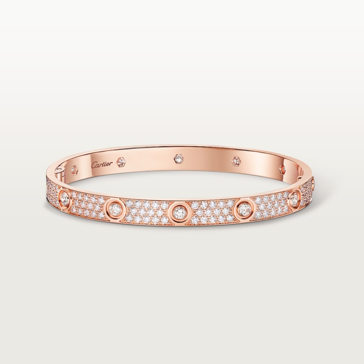 CARTIER 러브 브레이슬릿 클래식 모델 파베 세팅 다이아몬드 10개