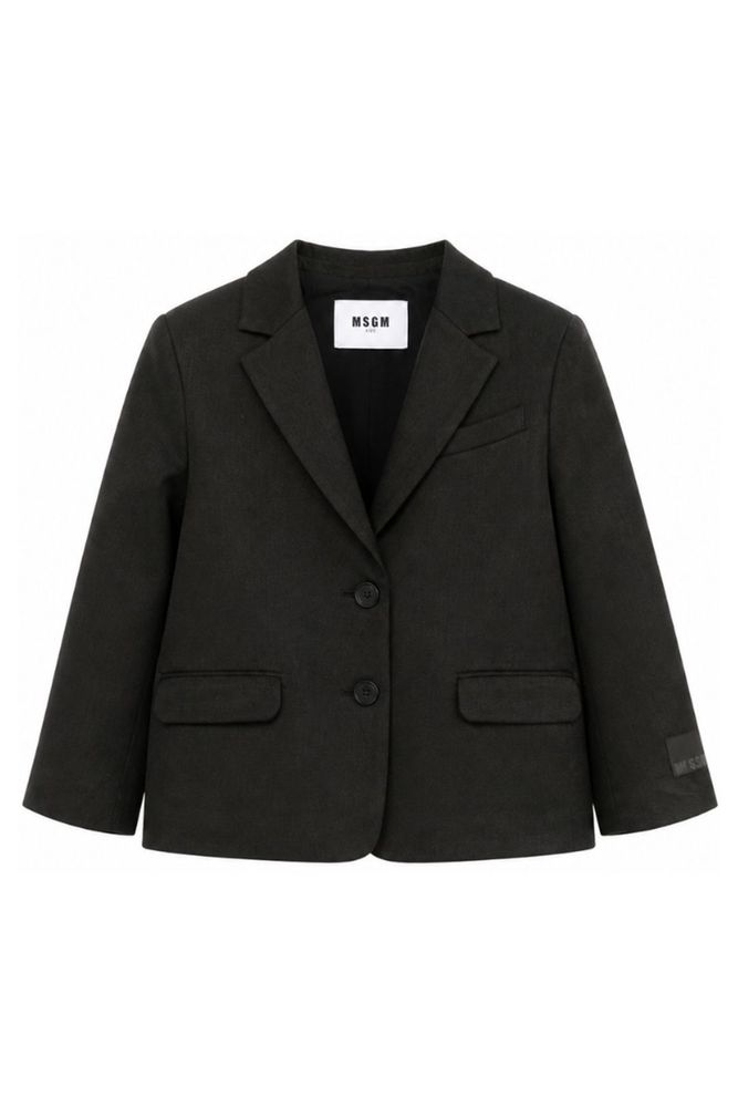 MSGM Kids 로고 패치 싱글 브레스트 자켓