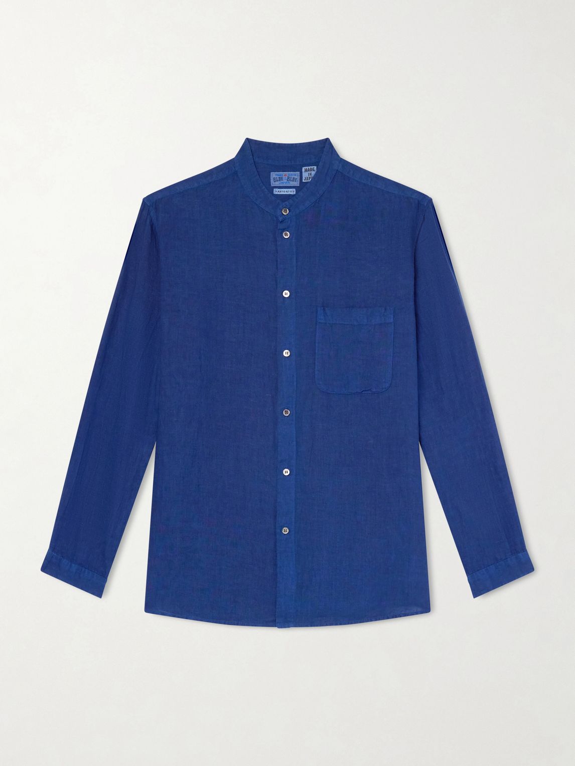 BLUE BLUE JAPAN 그랜다드 칼라 리넨 샴브레이 셔츠