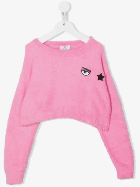 Chiara Ferragni Kids 로고 패치 테리 스웨트셔츠