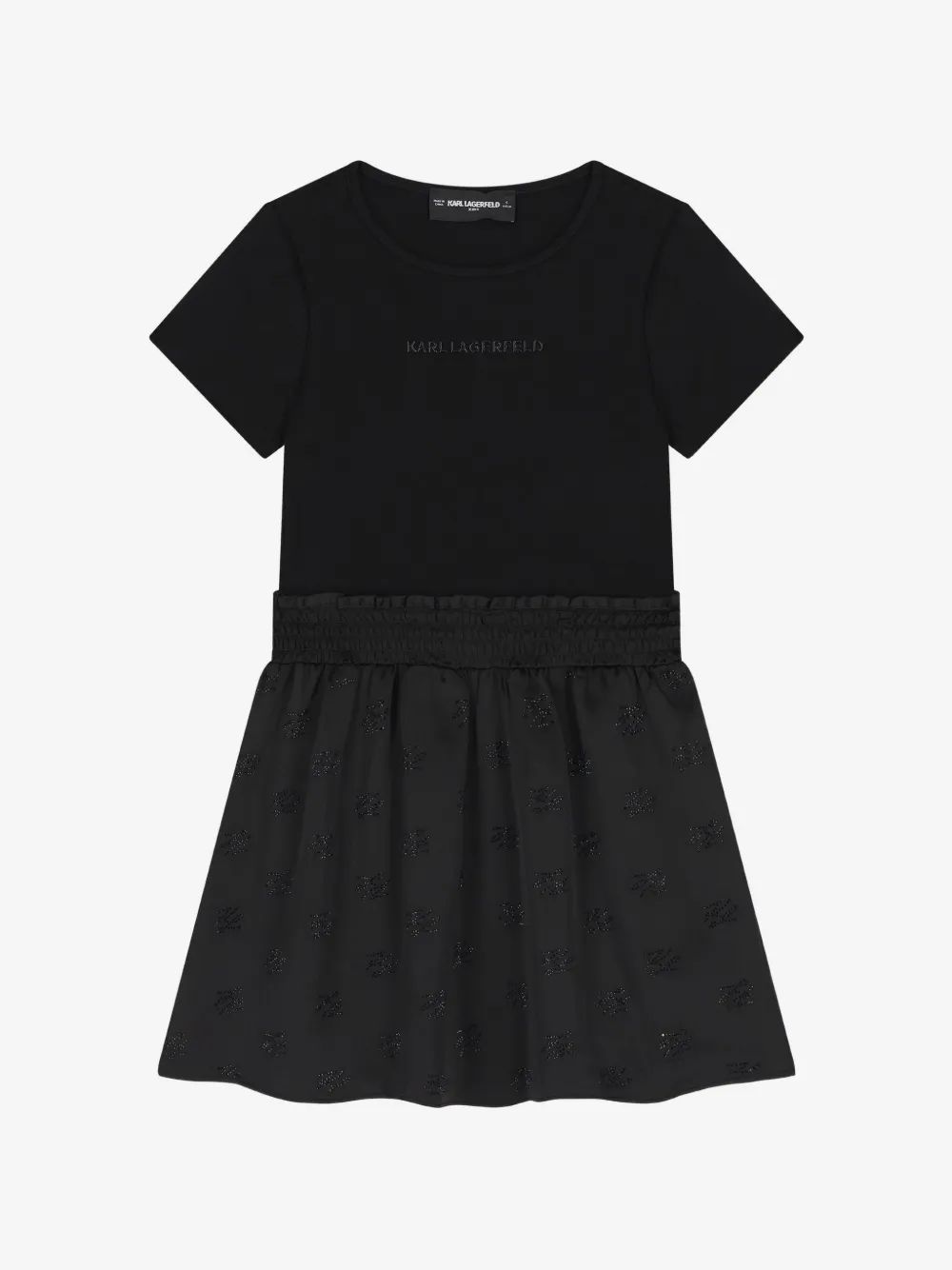 Karl Lagerfeld Kids 로고 프린트 러플 원피스