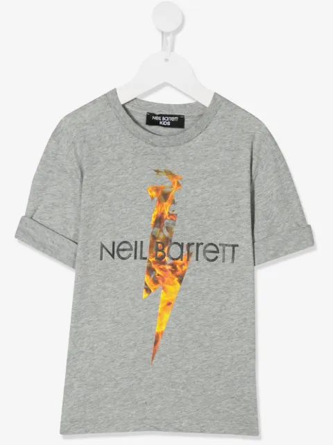 Neil Barrett Kids 파이어 프린트 티셔츠