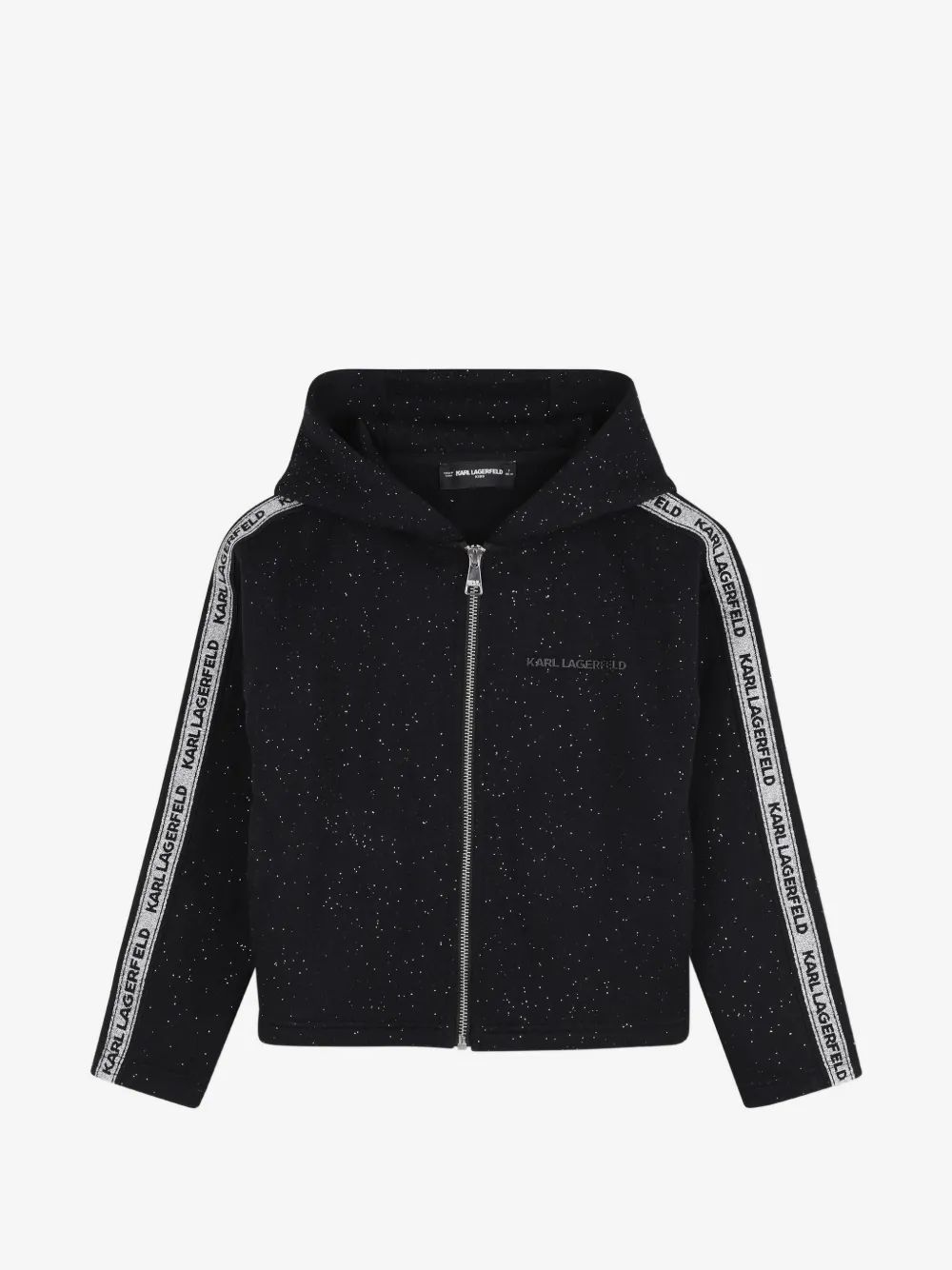 Karl Lagerfeld Kids 글리터 효과 로고 테이프 후드티
